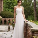 A-line sleeveless Custom made white chiffon Wedding dress 110139