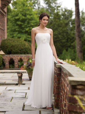 A-line sleeveless Custom made white chiffon Wedding dress 110139