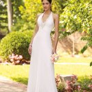 A-line halter Custom made white chiffon Wedding dress 110140