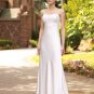 A-line Spaghetti straps Custom made white soft satin bridal gown 110142