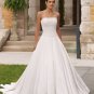 Ball gown sleeveless Custom made white satin  bridal gown 110205