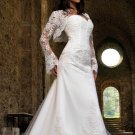 long sleeves floor lenght embroidery beads organza wedding dress 894