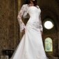 long sleeves floor lenght embroidery beads organza wedding dress 894