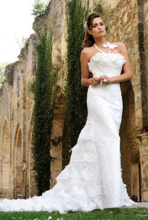 white Merimaid floor lenght beads lace wedding dresses 900