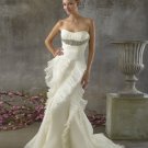 Merimaid floor-lenght sleeveless beads organza wedding Gown 5581