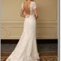 A-line floor lenght short sleeves French lace wedding dresses 6219