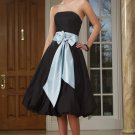 Gorgeous Custom made Tea-lenght  Black taffeta Evening dress 7323