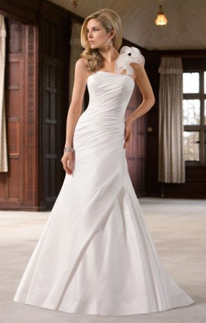 Guaranteed quality floor lenght one shoulder taffeta wedding dress WD1000