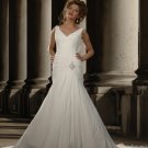 Stunning Trumpet floor lenght sleevelessstraps taffeta  wedding dress 96897