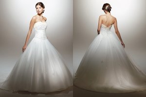 Stunning Ball gown floor lenght satin and soft net wedding dress WD145