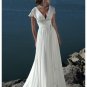 Chiffon Sexy Deep V-neck Style with Empire Waist Slim A line Skirt Beach Wedding Dress 0612006