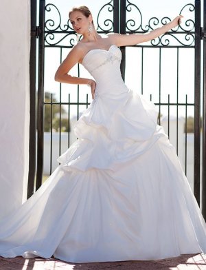 Modern Ball Gown sleeveless sweet heart beaded taffeta wedding dress 1119