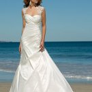 Exclusive A-line Short sleeve beaded embroidery taffeta wedding dresses 5363