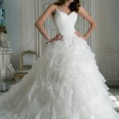 Royal Ball Gown floor-lenght spaghetti straps chapel train organza wedding dresses 163