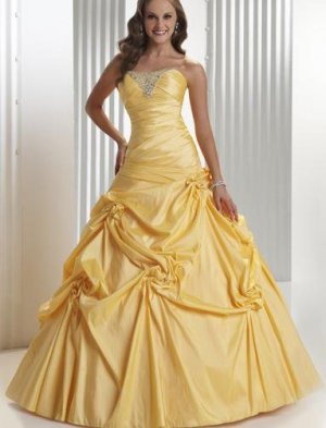 Daffodil Ball Gown sleeveless Beads taffeta prom dress 4432