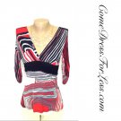 Red,Black & White Multi Color Top