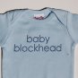 "baby blockhead" Blue rhinestud onsie 12 month