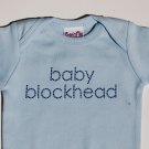 "baby blockhead" Blue rhinestud onsie 18 month