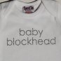 "baby blockhead" silver rhinestud onsie Newborn