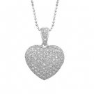 Puffed Pave Sterling CZ Heart w/ Beaded Chain - PC8772
