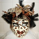 Leopard Feather face mask mardi gras masquerade Costume