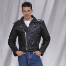 Mens Motorcycle Biker Cowhide Leather Jacket All sizes frot zip XL 2XL 3XL
