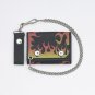 Motorcycle Biker Trifold Chain Leather Flame Wallet