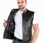 Mens Motorcycle Biker Leather Vest Jacket w/ Pockets