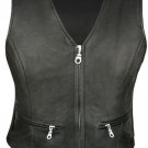 Ladies Womens Girls Motorcycle Biker Leather V-Neck Fit Vest Jacket Honda Harley Kawasaki Yamaha