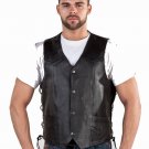 Mens Motorcycle Biker Racer Leather Laces Vest Jacket most sizes available