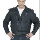 Mens Leather Biker Motorcycle Jacket American Eagle emblem