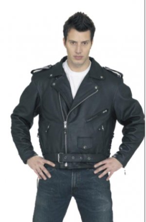 Mens Leather Biker Motorcycle Jacket American Eagle emblem