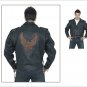 Mens Leather Biker Motorcycle Jacket American Eagle emblem