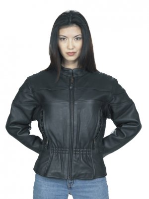 Ladies Motorcycle Biker Racer Zipped sft Leather Jacket