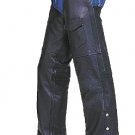 MENS MOTORCYCLE LEATHER CHAPS ZIPPED FLAP MESH LINING