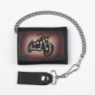 Biker Trifold Chain Leathr Wallet Motorcycle Racer Logo