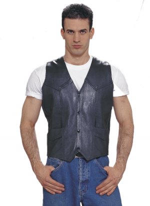 Mens Motorcycle Biker Racer Leather Vest Jacket all sizes available