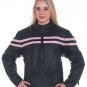 Ladies Motorcycle Biker Leather Jacket Pink Stripes WOW
