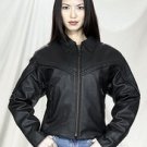 Ladies Nake Cowhide Motorcycle Jacket w/ Braid Z/O Lining
