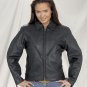 Ladies Heavy Duty Soft Leather MC Jacket w/ Z/O Lining & Braid Gather Sides