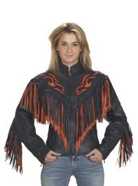 Ladies Jacket w/ Flame & Fringe