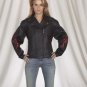 Ladies Heavy Duty Soft Leather Motorcycle Jacket w/ Flame, Z/O Lining Airvents