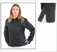 Ladies Soft Leather Jacket w/ Front Zipper & Z/O Lining