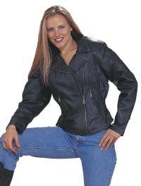 Ladies Heavy Duty Soft Leather Jacket w/ Braid, Lining & Gather Sides