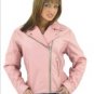 Ladies Heavy Duty Soft Leather Pink Jacket w/ Braid, Lining & Gather Sides