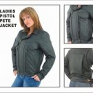 Ladies Soft Leather Pispol Pete Jacket w/ Z/O Lining, Braided Front & Back, and Under Each Arm