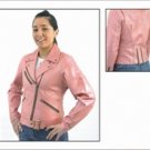 Ladies Soft Leather Pink MC Jacket w/ Z/O Lining