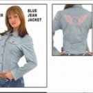 Ladies Genuine Leather Denim Jacket w/ Studs