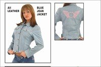 Ladies Genuine Leather Denim Jacket w/ Studs
