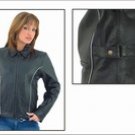 Ladies Heavy Duty Soft Leather Motorcycle Jacket w/ Reflector & Z/O Lining